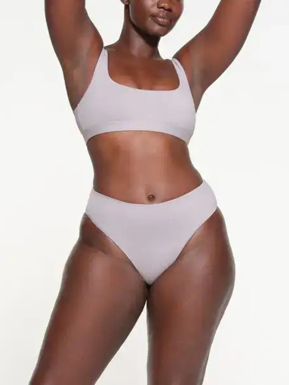 Skims Matching Set High Waist Bikini in Chrome
